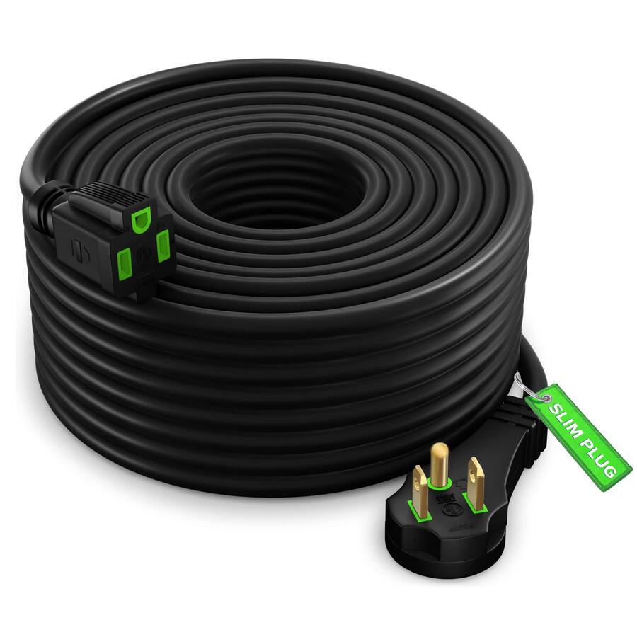 Plug Extension Extractable Maximm Flat Plug Extension Cord 50 ft with Slim Space Saving Plug ...