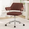 KERDOM - Rolling Mid Back Computer Chair, Swivel Makeup Chair with Arms, Adjustable Height Modern Style Velvet Home Office Chair - Red-1PC
