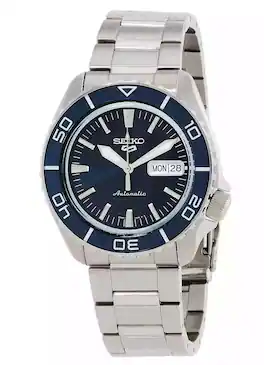 Seiko - Sports SKX Series Stainless Steel Sunray Dial Automatic SRPK97K1 100M Men's watch - Blue