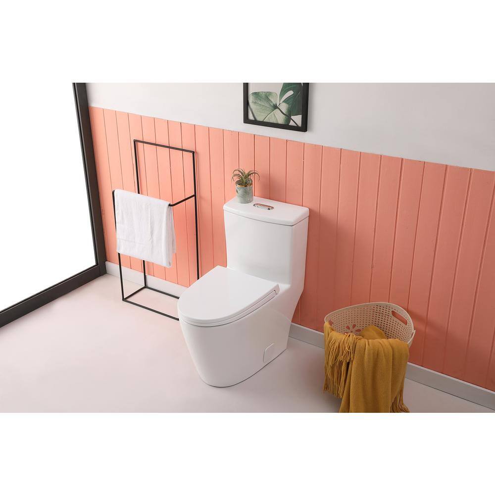 Alt View 9. Elegant Kitchen and Bath - Winslet One-piece elongated Toilet 28x16x29 in White - White.