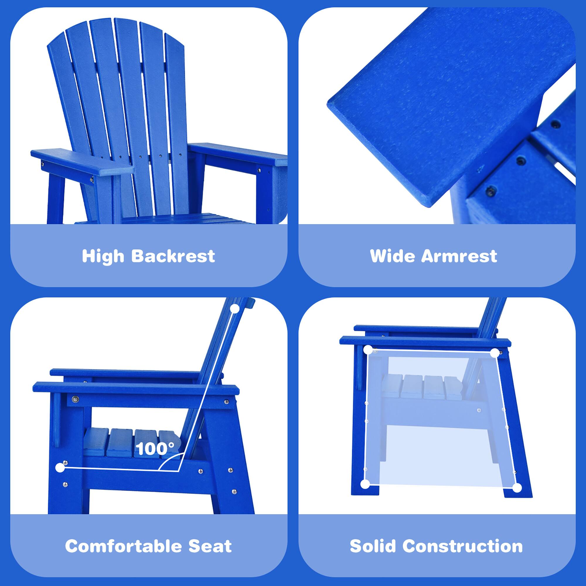 High Backrest  
Wide Armrest  
100°  
Comfortable Seat  
Solid Construction