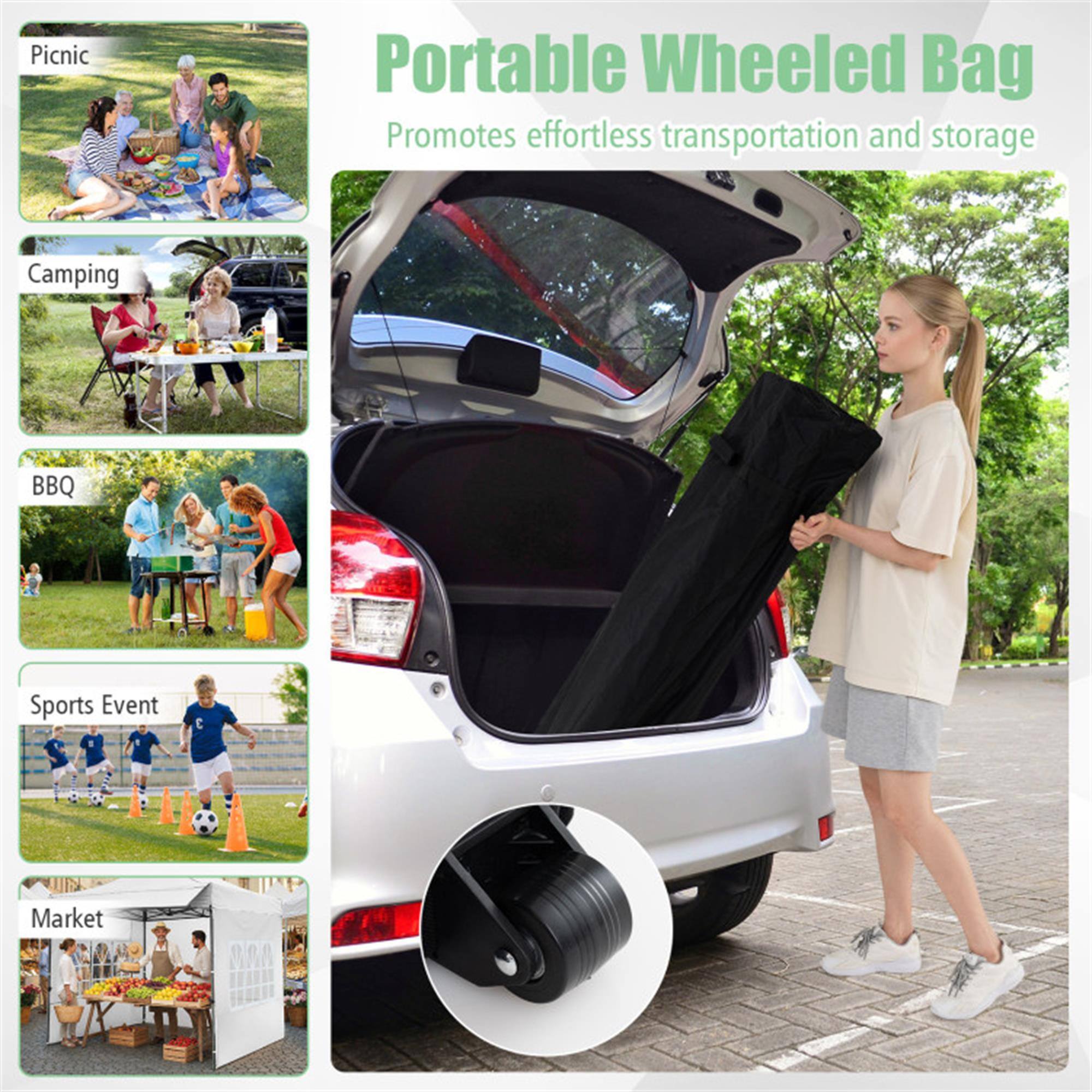 Portable Wheeled Bag  
Promotes effortless transportation and storage  

Picnic  
Camping  
BBQ  
Sports Event  
Market