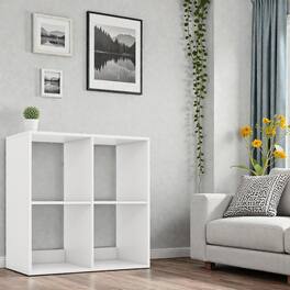 Hivvago - Compact 4-Cube Bookcase with Rear Guard Design for Versatile Storage - White