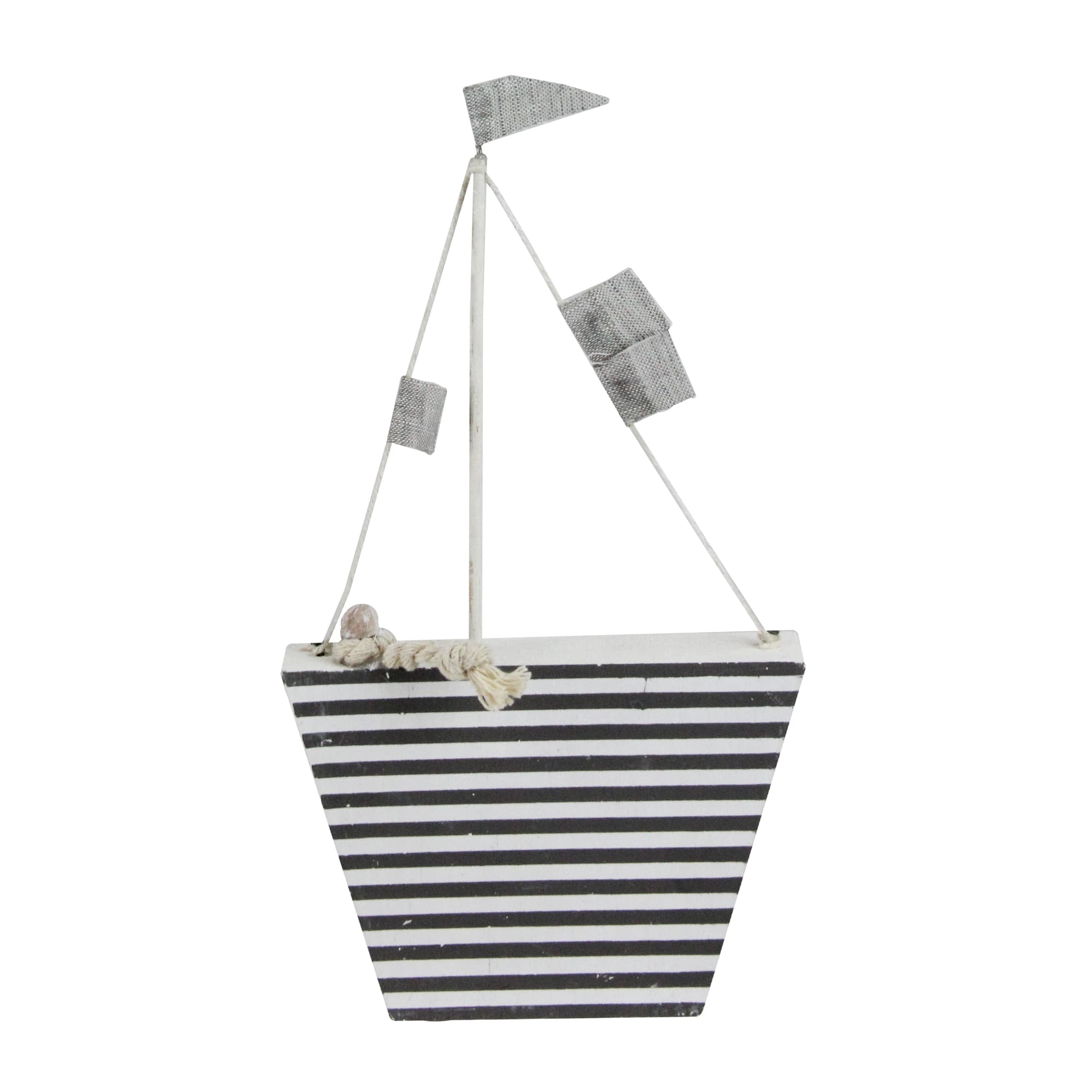 Northlight - Cape Cod Inspired Striped Boat Decoration - 8.75” - Gray