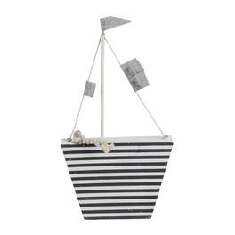 Northlight - Cape Cod Inspired Striped Boat Decoration - 8.75” - Gray
