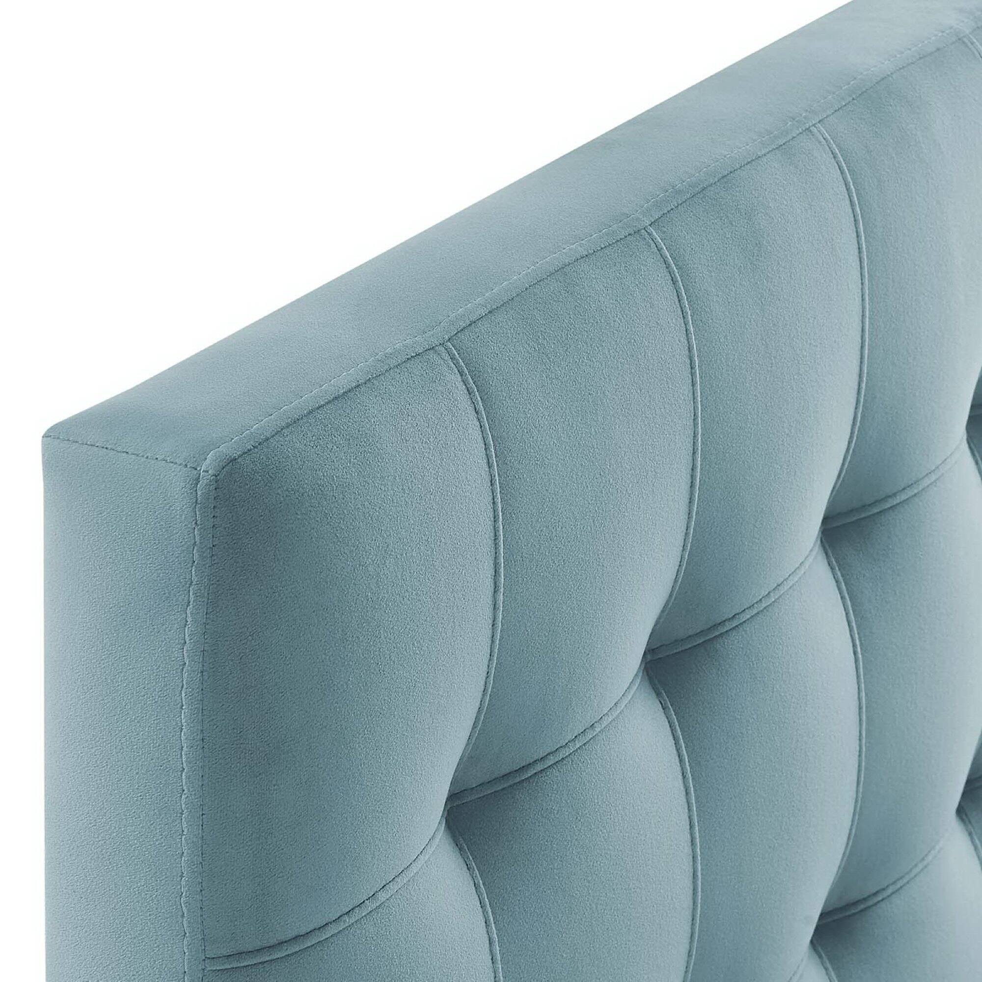 Left. Modway - Lily Biscuit Tufted Performance Velvet Twin Headboard by Modway - Blue.