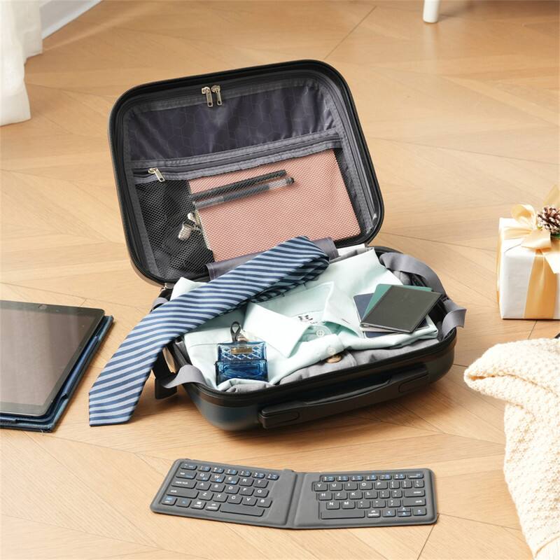 Alt View 3. HTUTWOO - 6-Piece ABS Hardshell Luggage Set - Lightweight & Durable Suitcases,Dual Spinner Wheels,Carry-On & Check-In Sizes,Travel - Inky Blue.