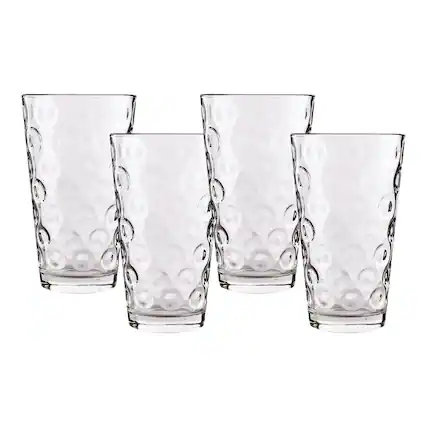 Front. Jay Import - Double Circle Set of 4 Juice Glasses 7 OZ. - Clear.