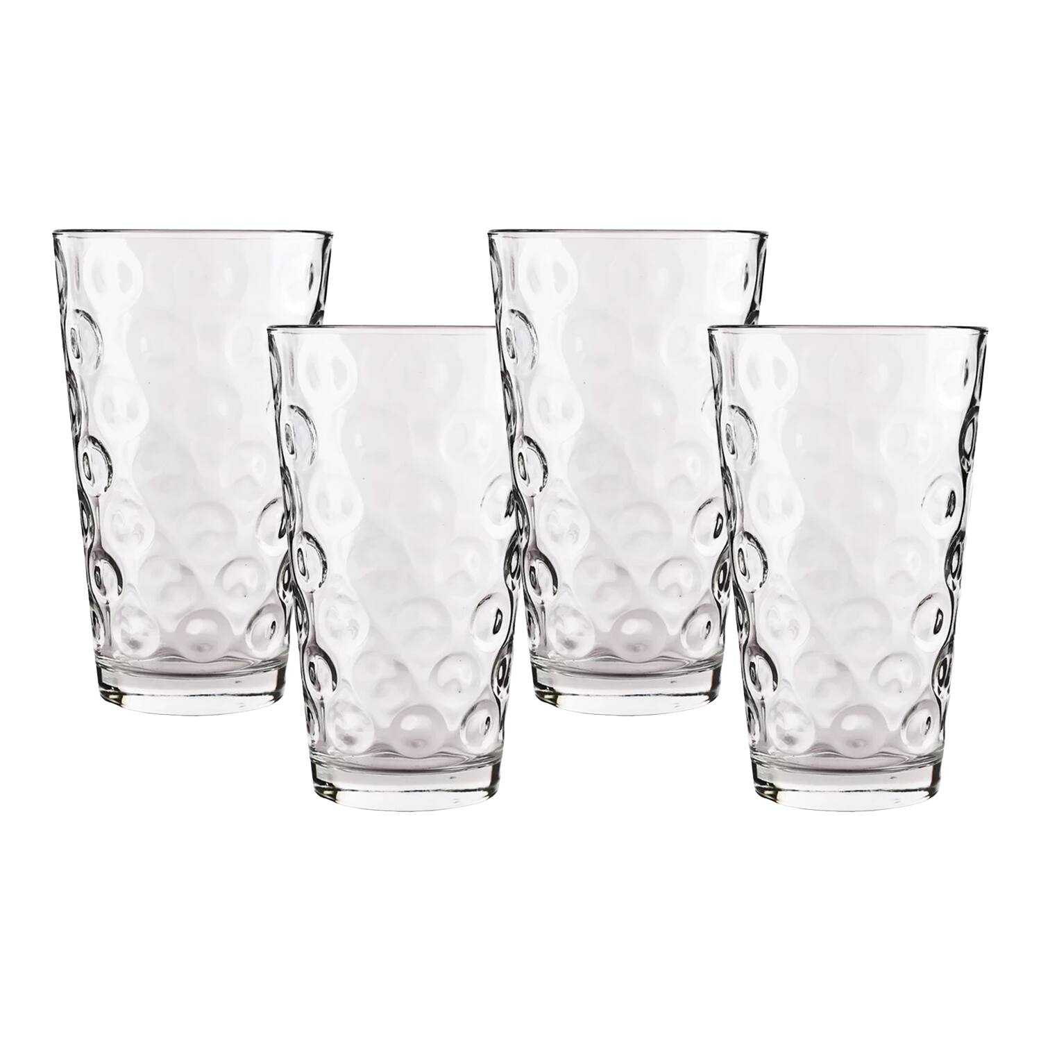 Front. Jay Import - Double Circle Set of 4 Juice Glasses 7 OZ. - Clear.
