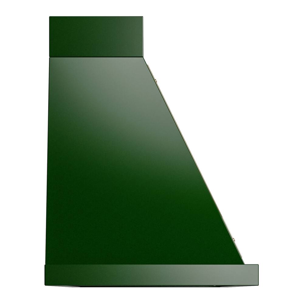 Alt View 2. ILVE - ILVE Nostalgie II Noblesse 60 inch Ducted Wall Mount Range Hood with 600 CFM (Emerald Green, Brass Trim) - Emerald Green.