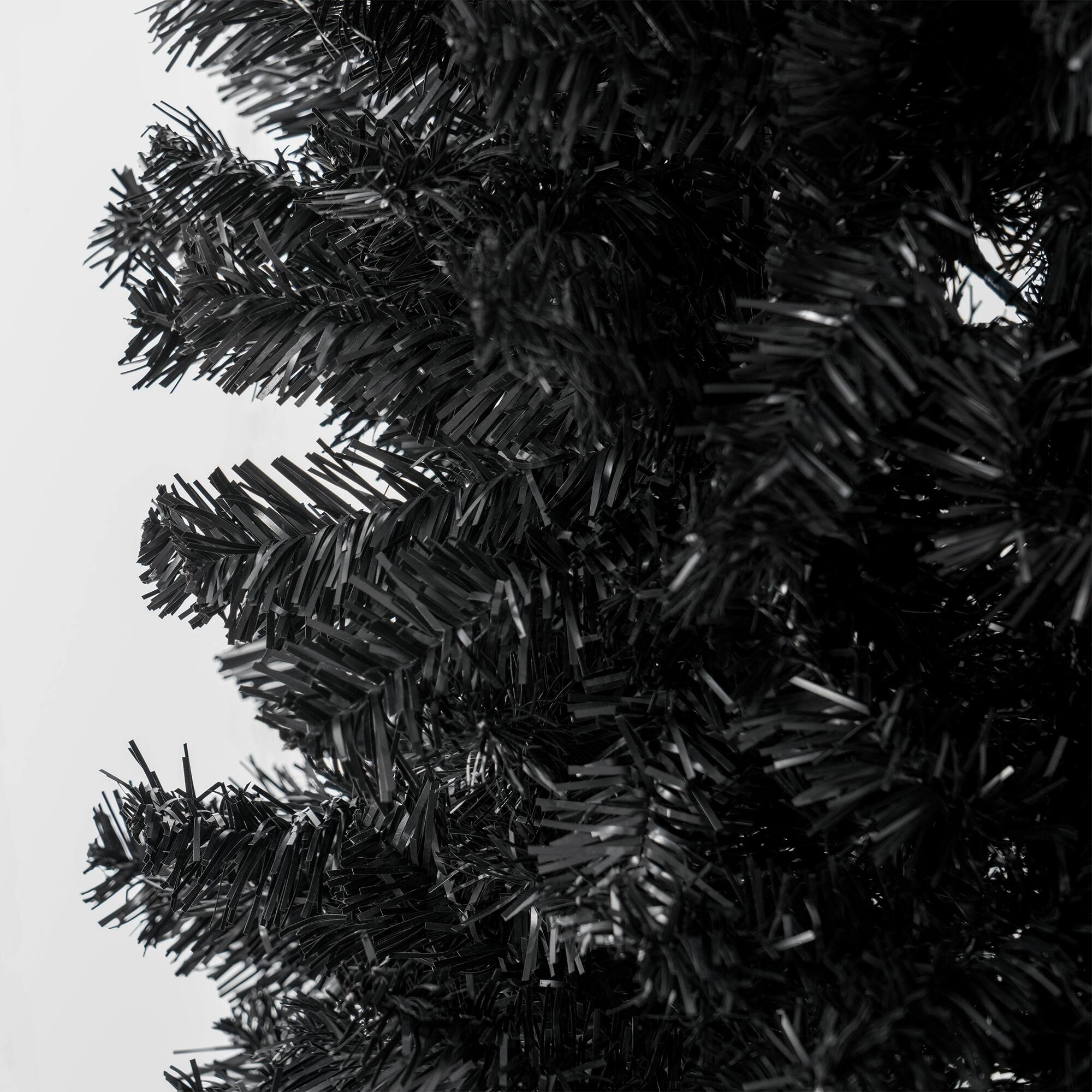 Alt View 7. Homcom - Pencil Christmas Tree, Unlit Artificial Christmas Tree Slim Douglas Fir Xmas Tree with Realistic Branches - Black.