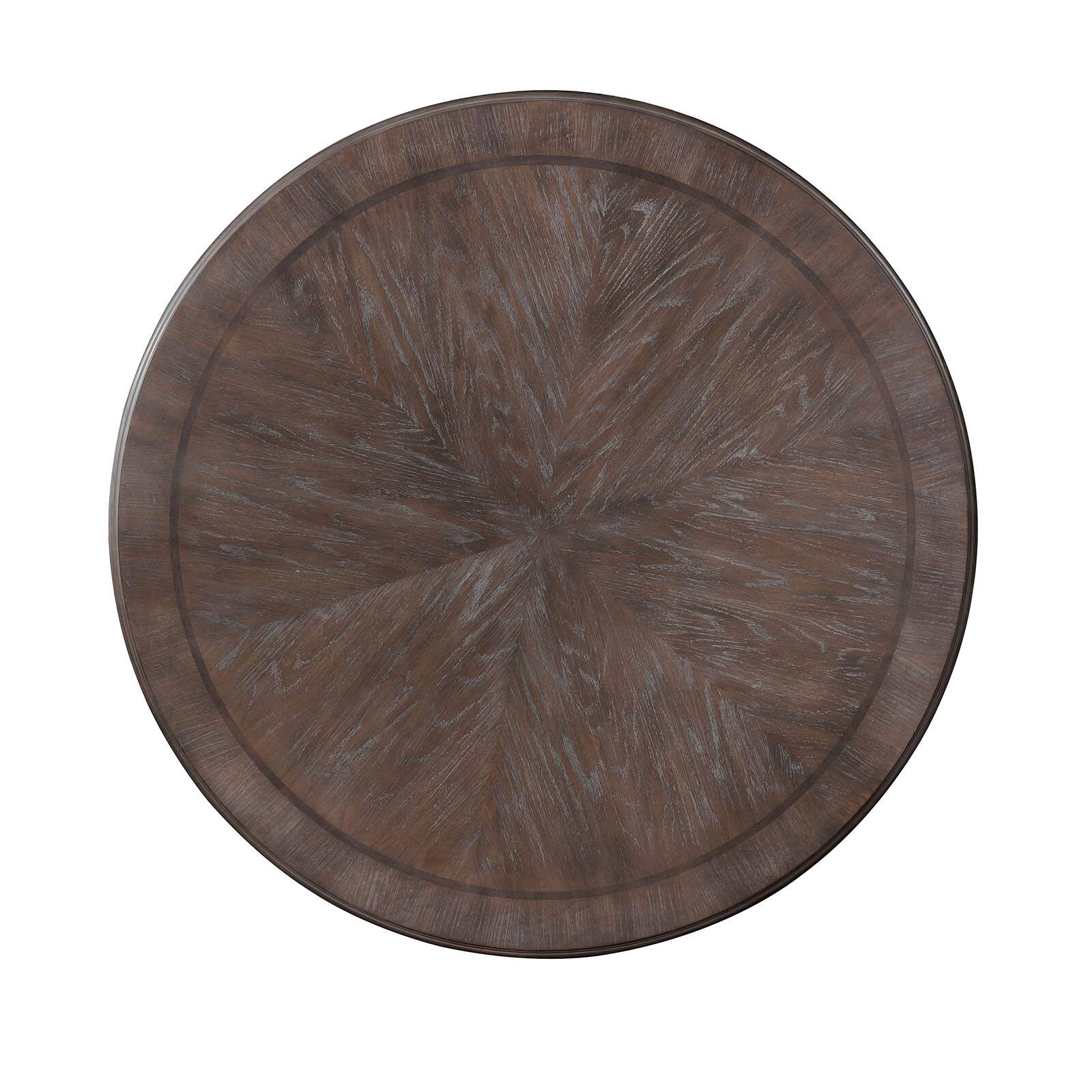 Alt View 2. Manhattan Lane - Solid Wood Round Dining Table with Pedestal Base, Rustic Brown - Brown.