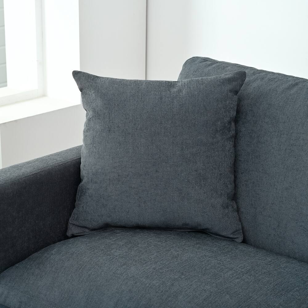 Alt View 9. JUJABU - 107.87 in. Gray Sectional Sofa Couch 3 Seater with Ottoman and Cushion - Gray.