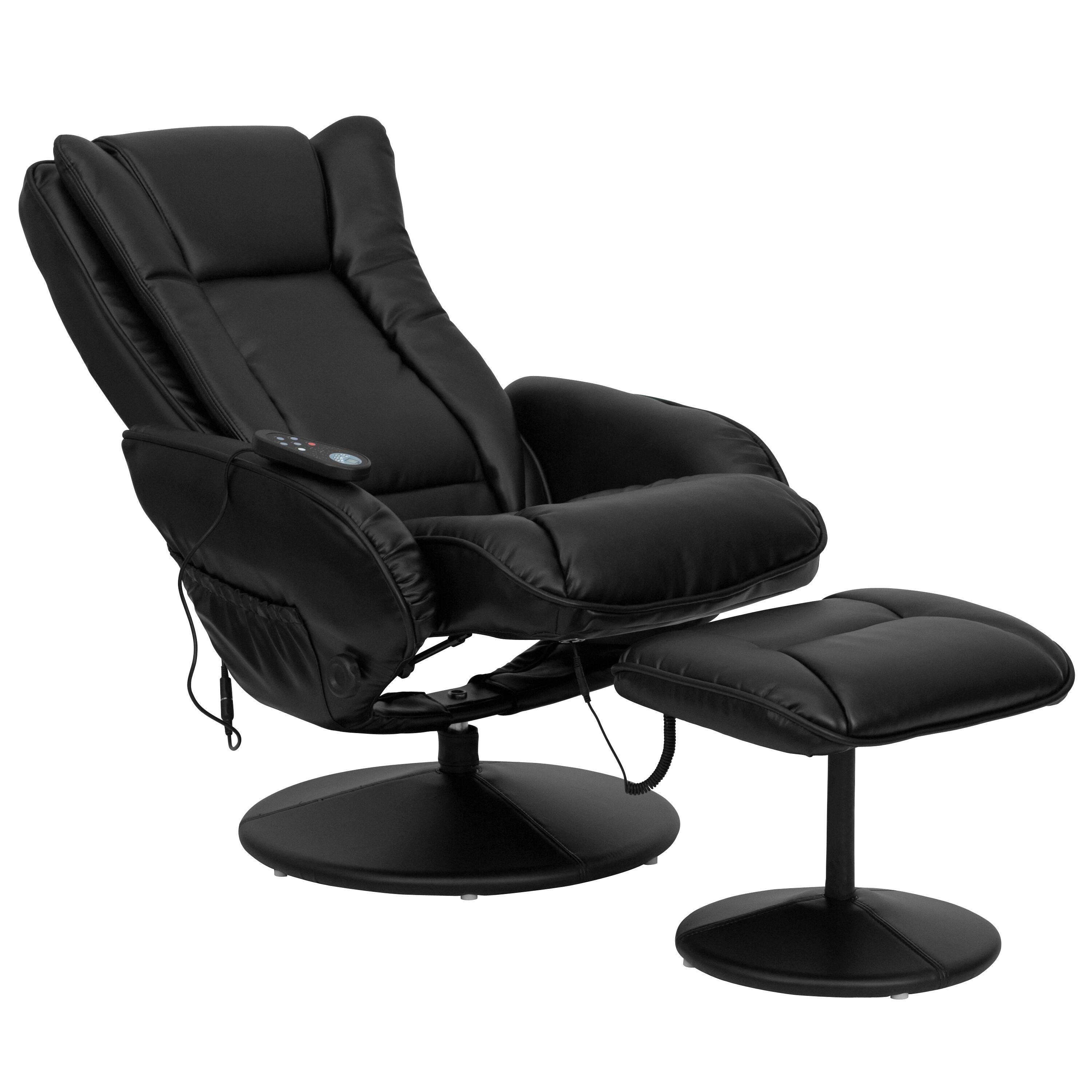 Alt View 17. Alamont Home - Massaging Multi-Position Plush Recliner with Side Pocket and Ottoman - Black.
