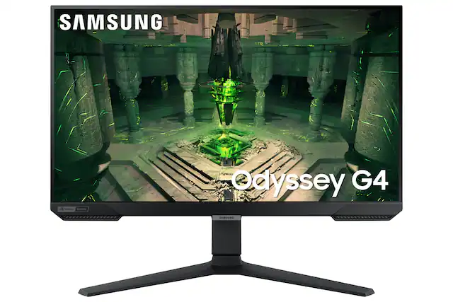 Front. Samsung - 25" Odyssey G40B FHD IPS 240Hz 1ms G-Sync Gaming Monitor - Black.