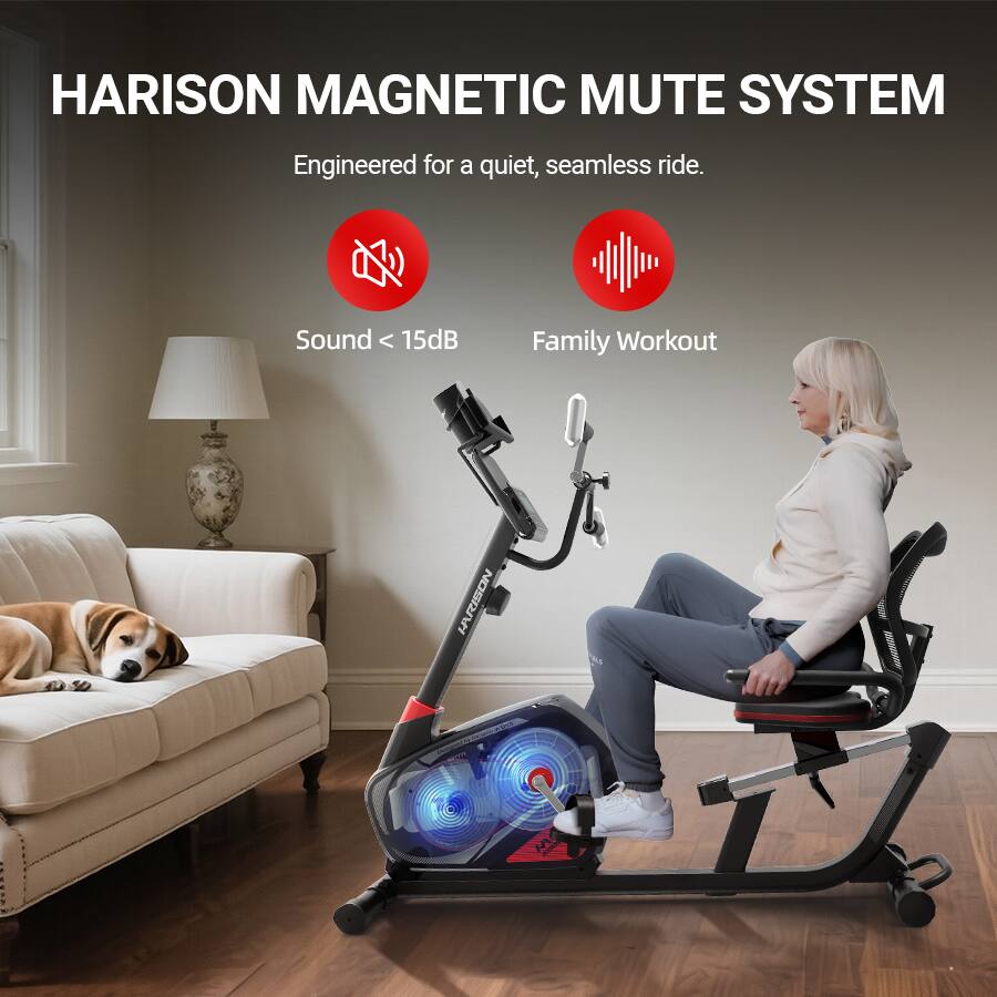 HARISON MAGNETIC MUTE SYSTEM  
Engineered for a quiet, seamless ride.  
Sound < 15dB  
Family Workout