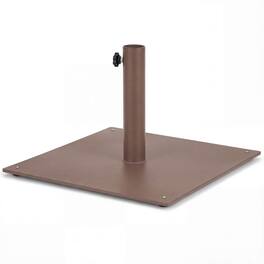 Costway - 20" Square Patio Umbrella Base Weighted 35 LBS Outdoor Market Stand Footpads - Brown