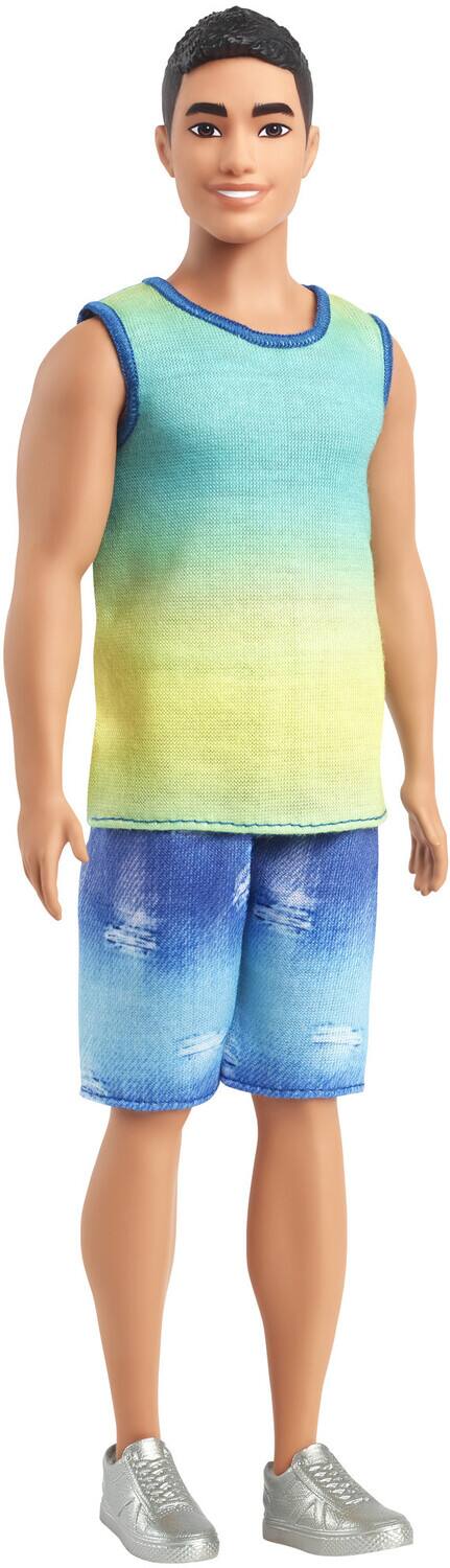 Front. Mattel - Mattel - Barbie Ken Fashionista with Black Hair, Wearing Blue and Green Ombre Tank with Jean Shorts - COLLECTIBLES - Multicolor.