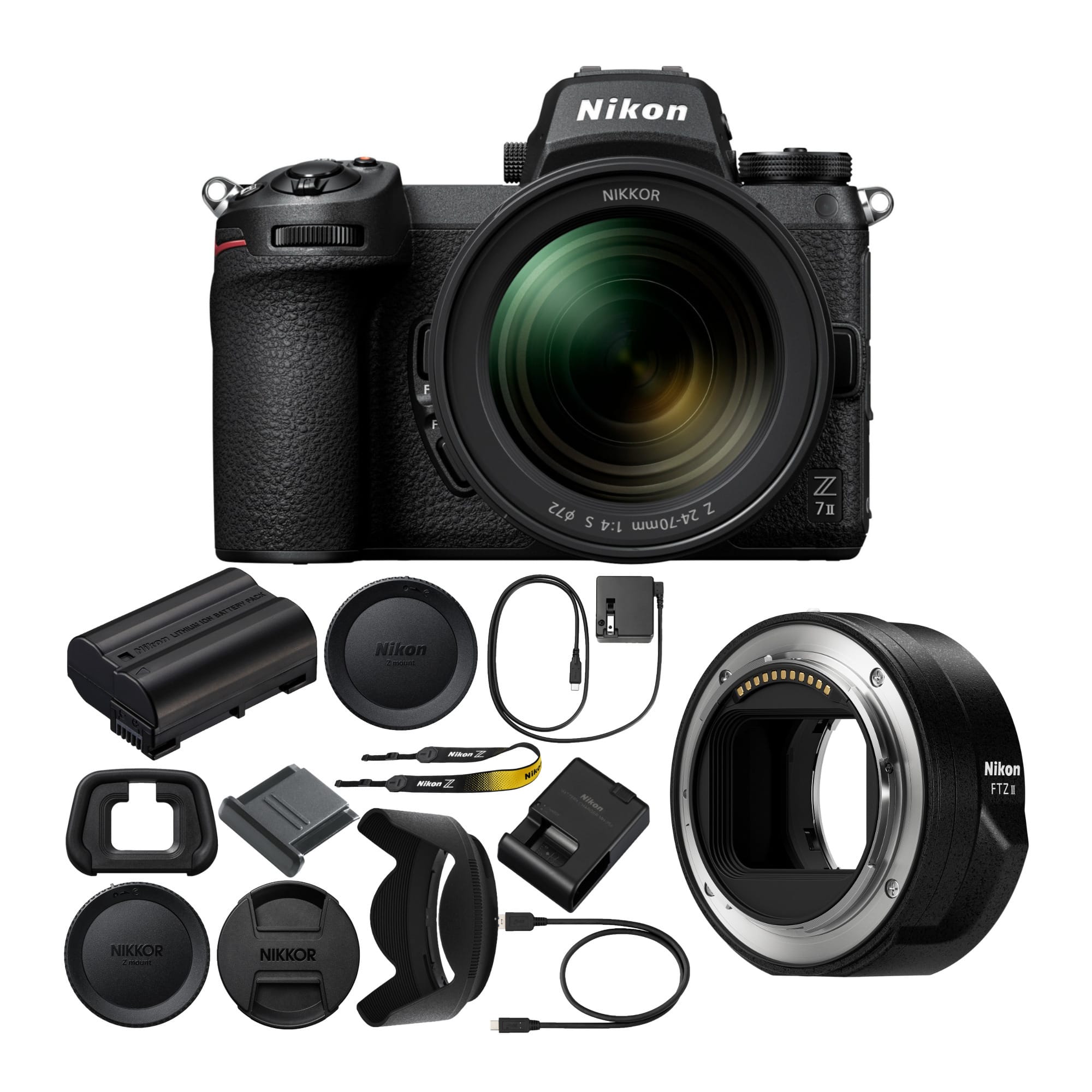 Nikon - Z7II Mirrorless Digital Camera with 24-70mm Lens and FTZ II Mount Adapter - Black