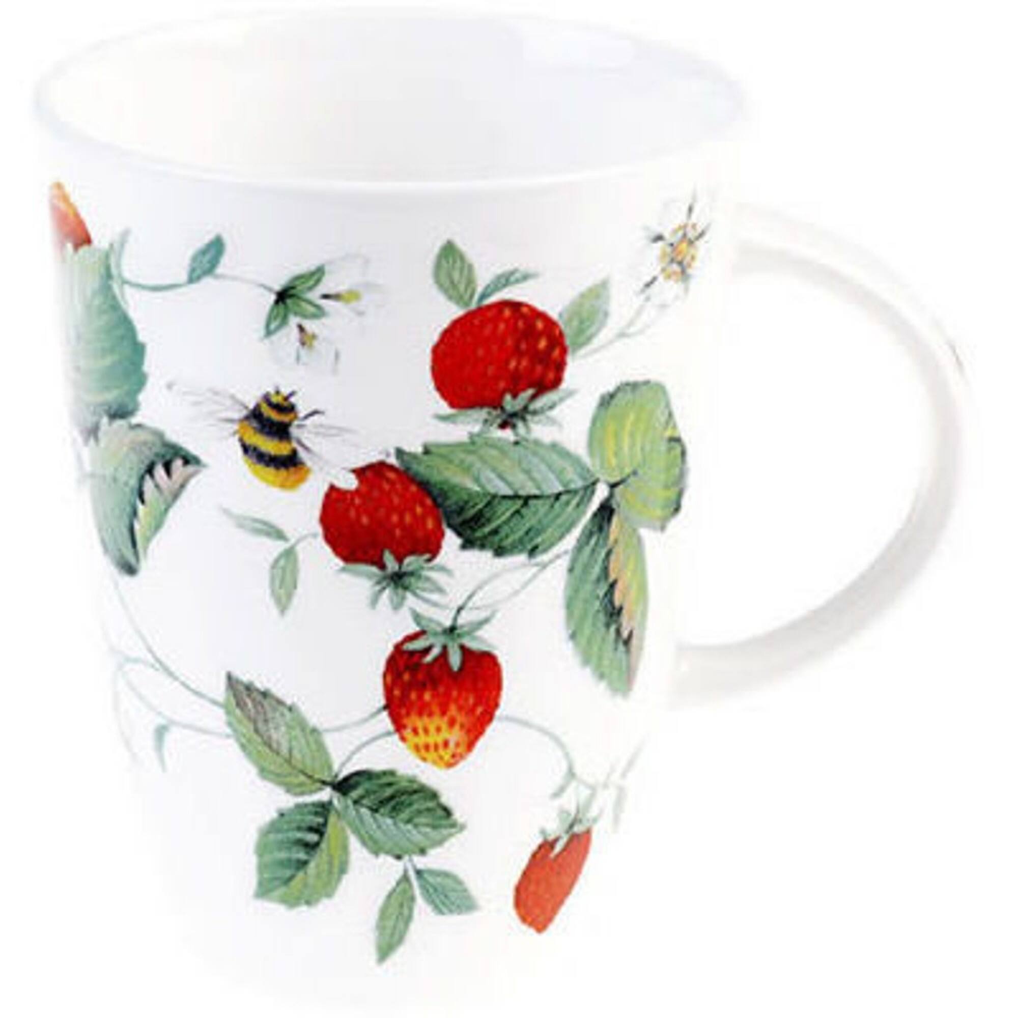 Angle. Jiallo - Roy Kirkham Louise Mug - Alpine Strawberry Set of 6, Bone China Ceramic Made in England - Mutli color.