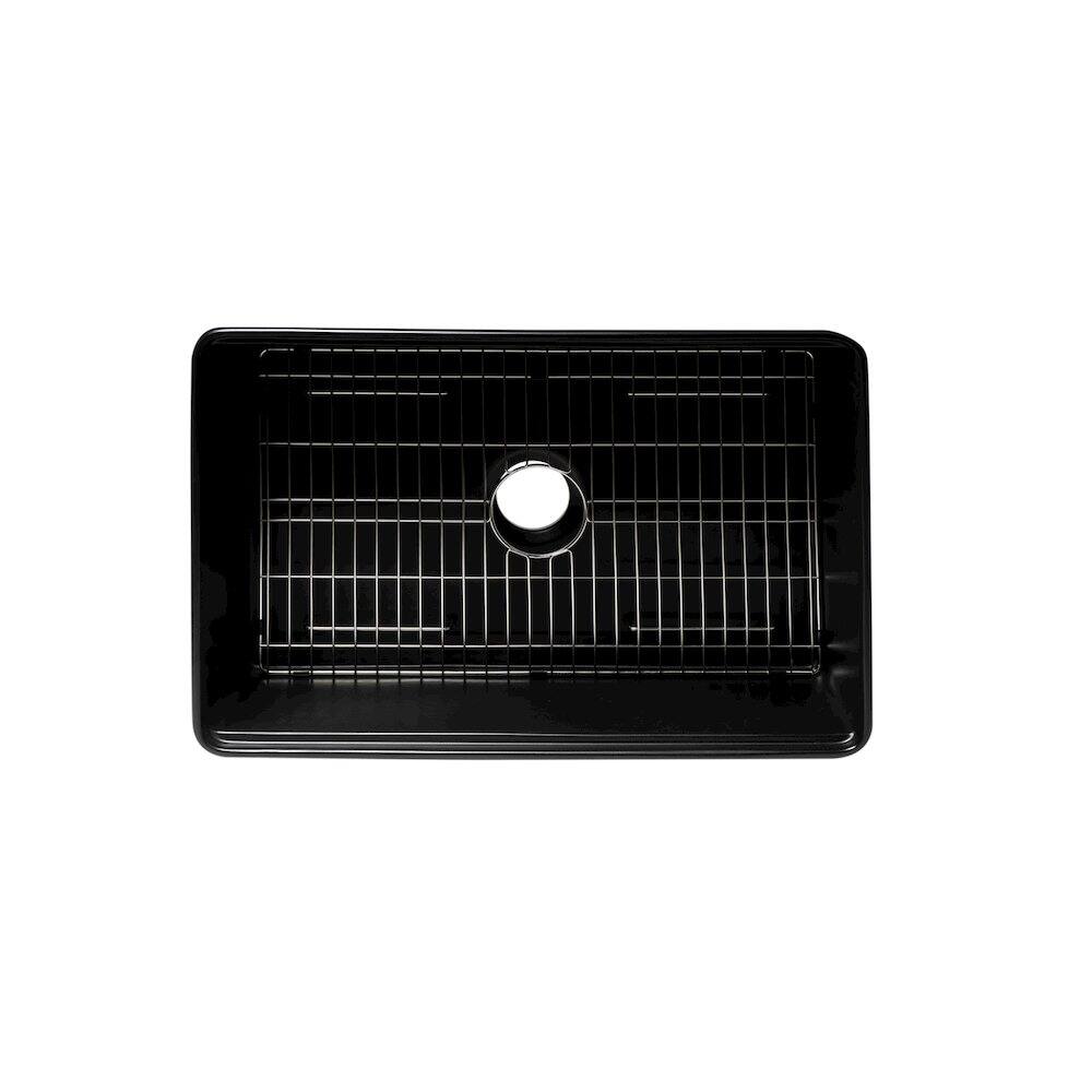 Alt View 1. Alfi - Black Matte Workstation 30" x 20" Single Bowl Step Rim Fireclay Farm Sink - Black.