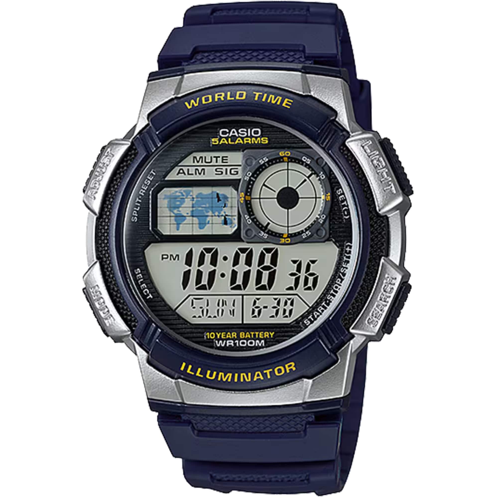 Casio - Men’s Digital Watch with World Time Display - AE-1000W-2A2 - Blue