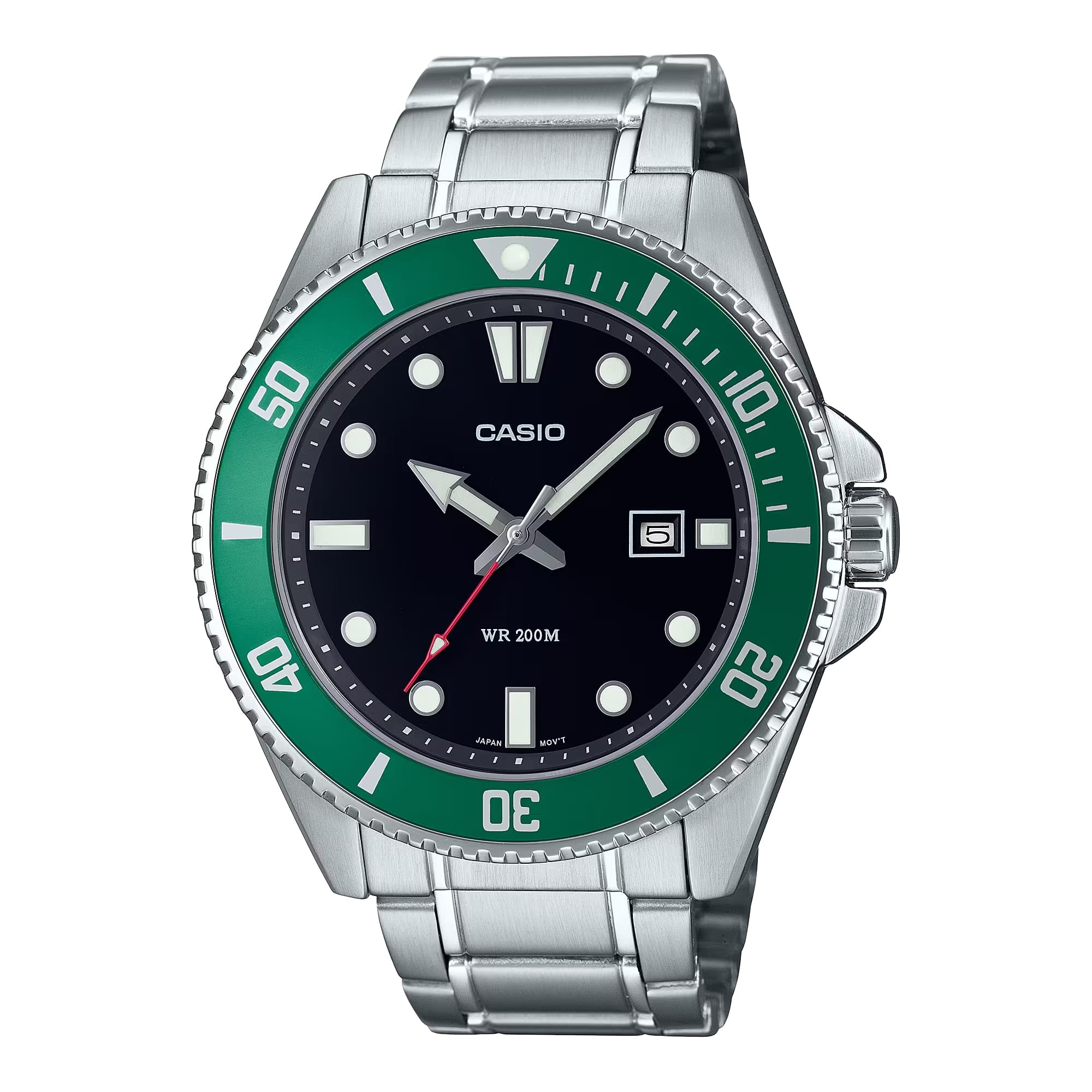 Casio - Men's Black Green Stainless Steel Marine Sports Watch - MDV-107D-3AVDF - Silver price history on PriceWatchPro