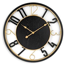 Sorbus - 24-Inch Large Wall Clock, Wooden Decorative Clock for Living Room, Kitchen, Easy to Hang Analog Wall Art - Black