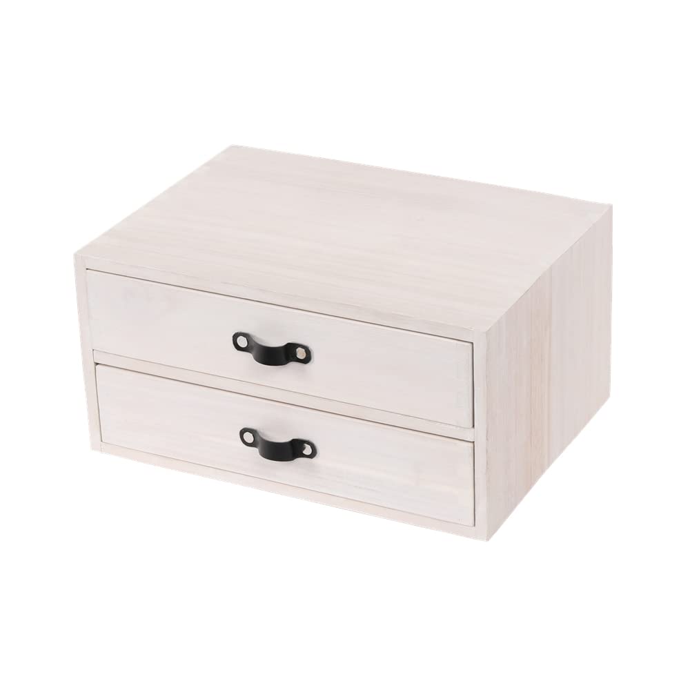 Paradigms Interiors - Desk Organizer Drawers For Office Supplies Kitchen Storage - Wood Makeup Box/countertop Chest Dresser Woode - White