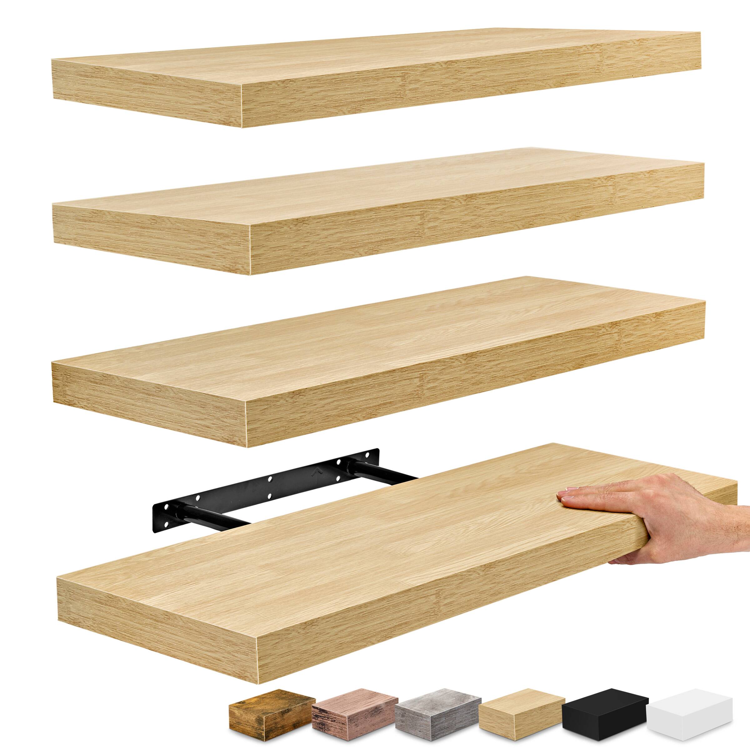 Sorbus - 24 x 9 Inch 4 Pack Wall Mounted Floating Wood Shelves - for Bedroom, Kitchen, Living Room, Bathroom - Maple