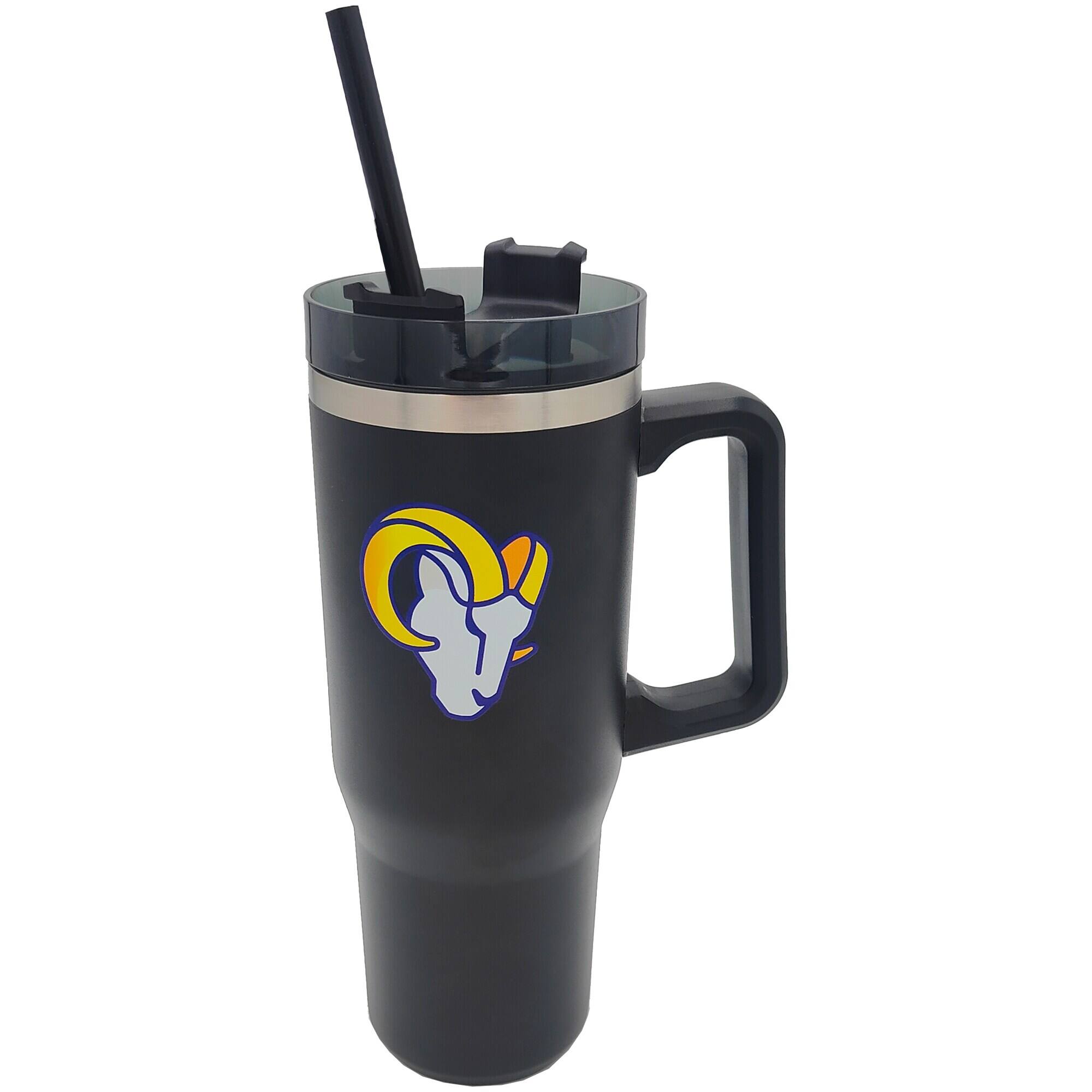 Alt View 1. Pegasus - Los Angeles Rams 60" x 70" Logo Blanket and 30oz Stainless Steel Tumbler Combo - Multicolor.