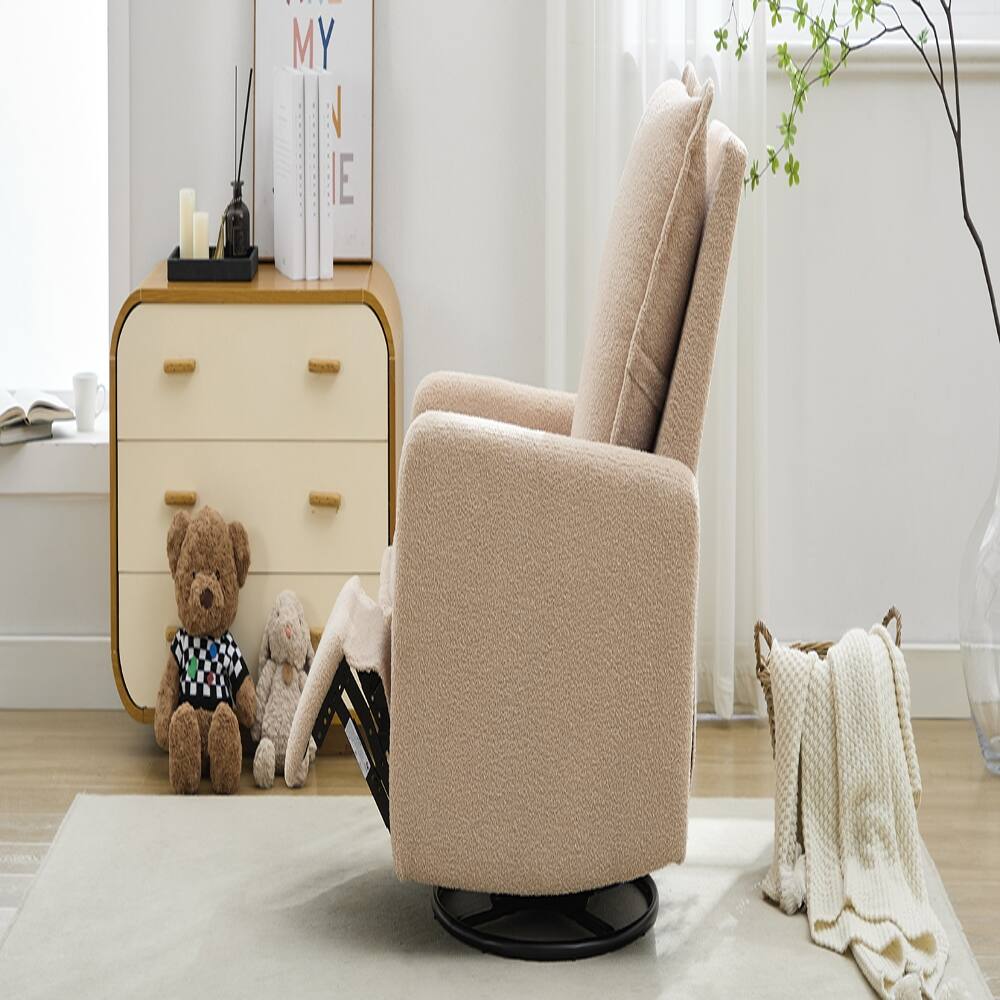 Alt View 9. Loheer - Loheer Swivel Rocker Recliner Teddy Fleece Glider Nursery Rocking Chair for Baby Room Oatmeal - Oatmeal.