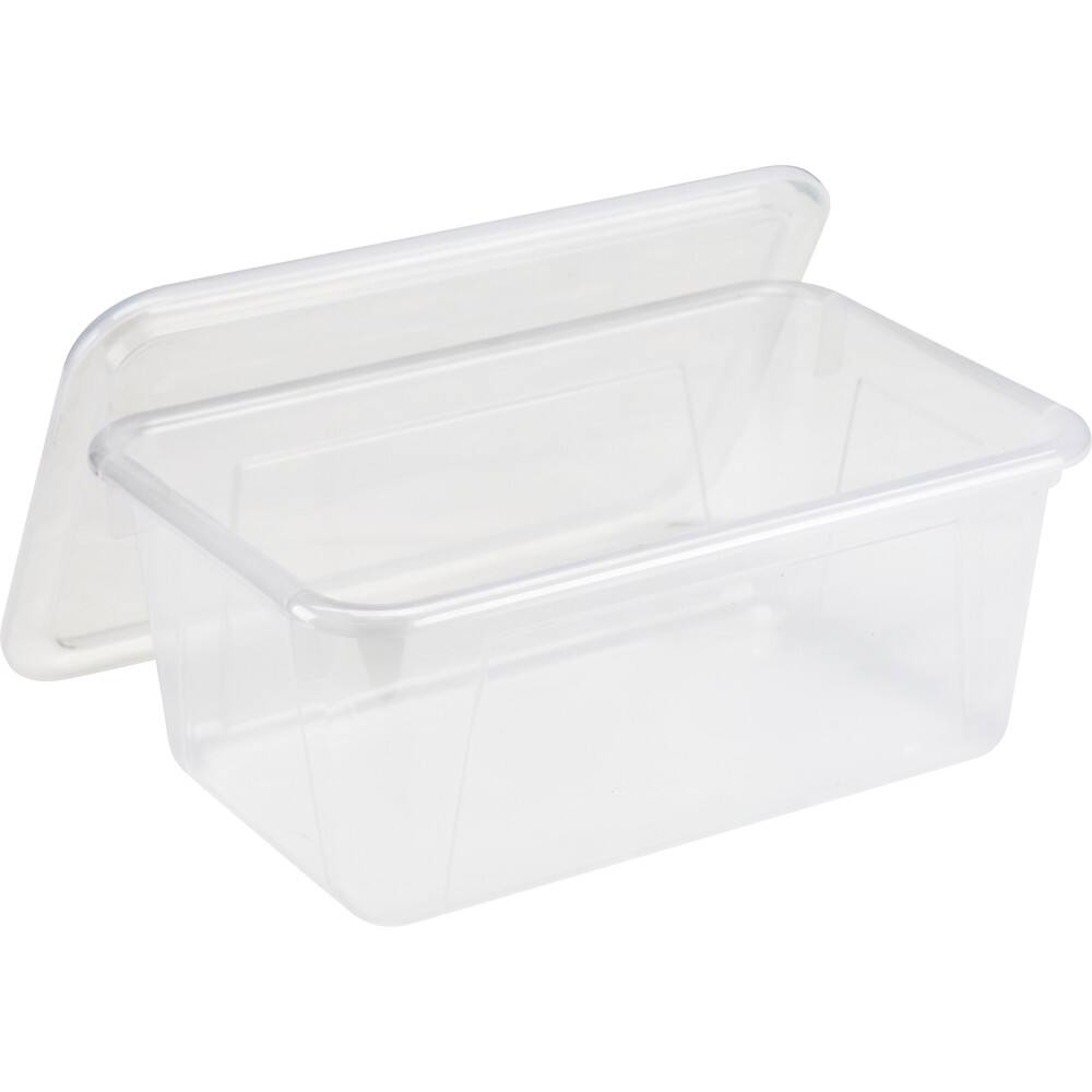 Front. Storex - Storex Small Cubby Bin with Lid, Clear.