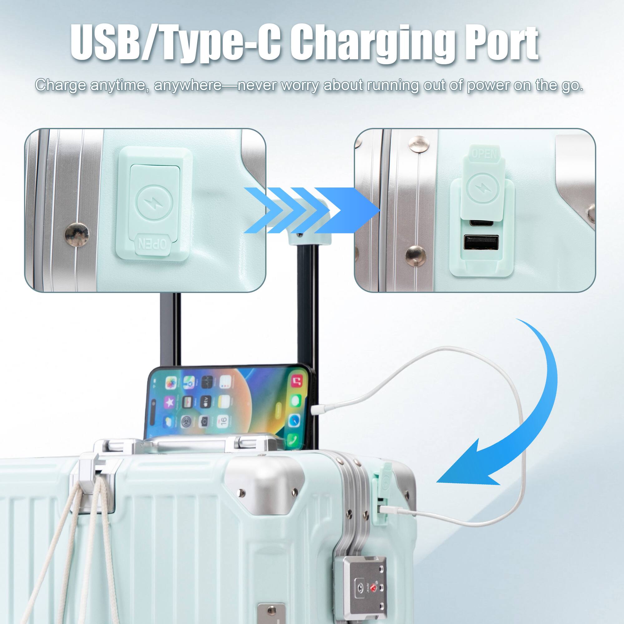 USB/Type-C Charging Port  
Charge anytime, anywhere—never worry about running out of power on the go.