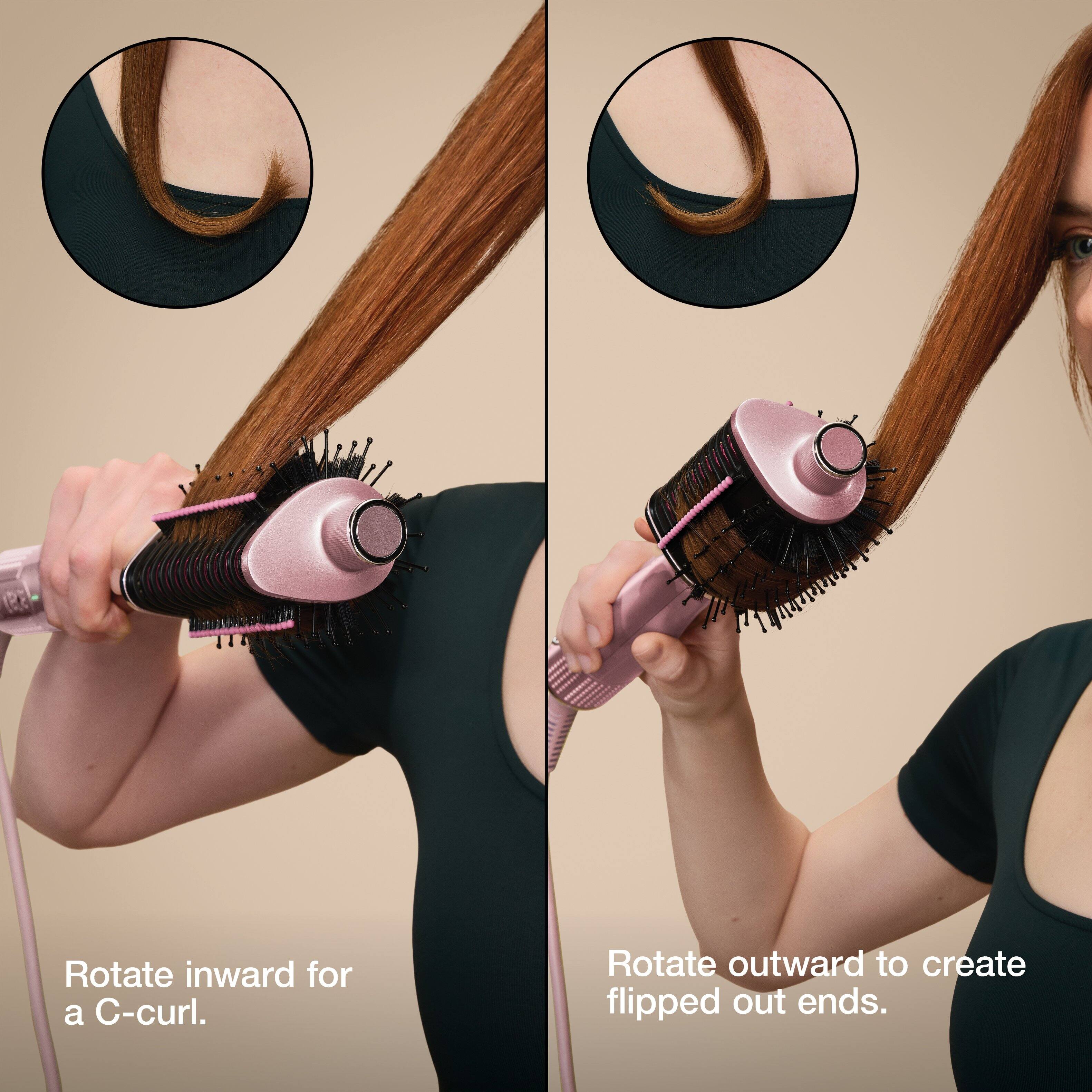 Rotate inward for a C-curl.

Rotate outward to create flipped out ends.