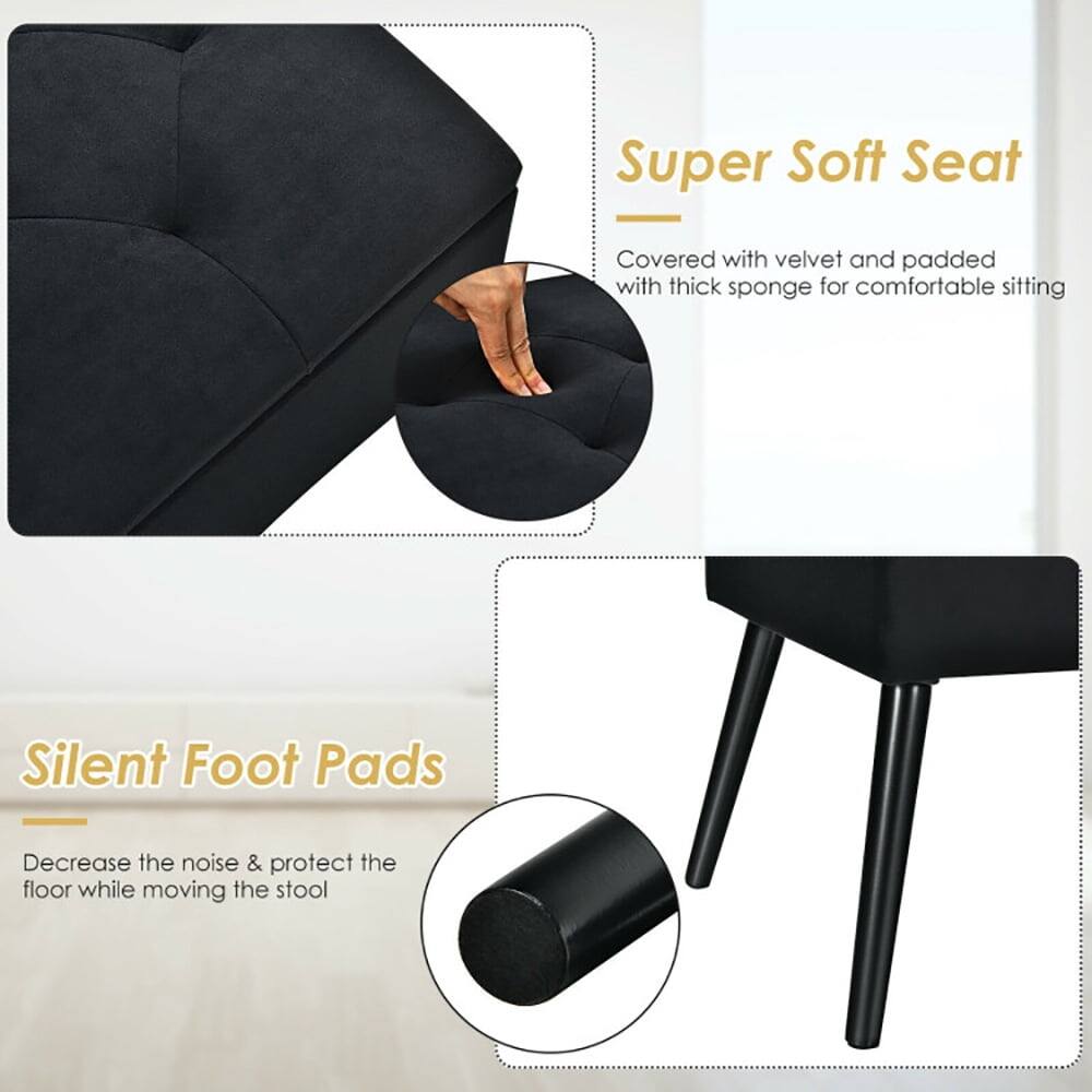 Super Soft Seat  
Covered with velvet and padded with thick sponge for comfortable sitting  

Silent Foot Pads  
Decrease the noise & protect the floor while moving the stool