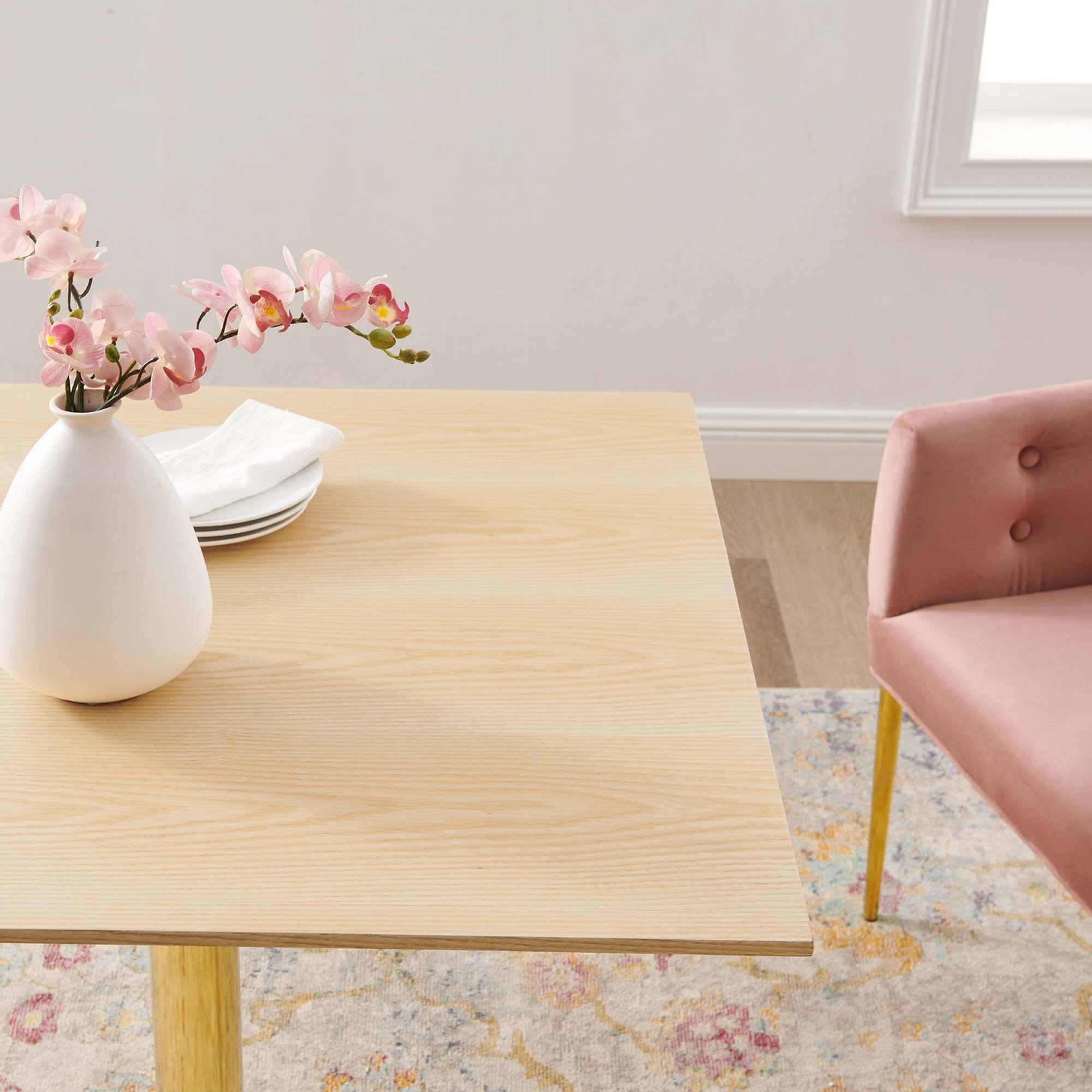 Back. Modway - Verne 35" Square Dining Table by Modway - Gold Natural.