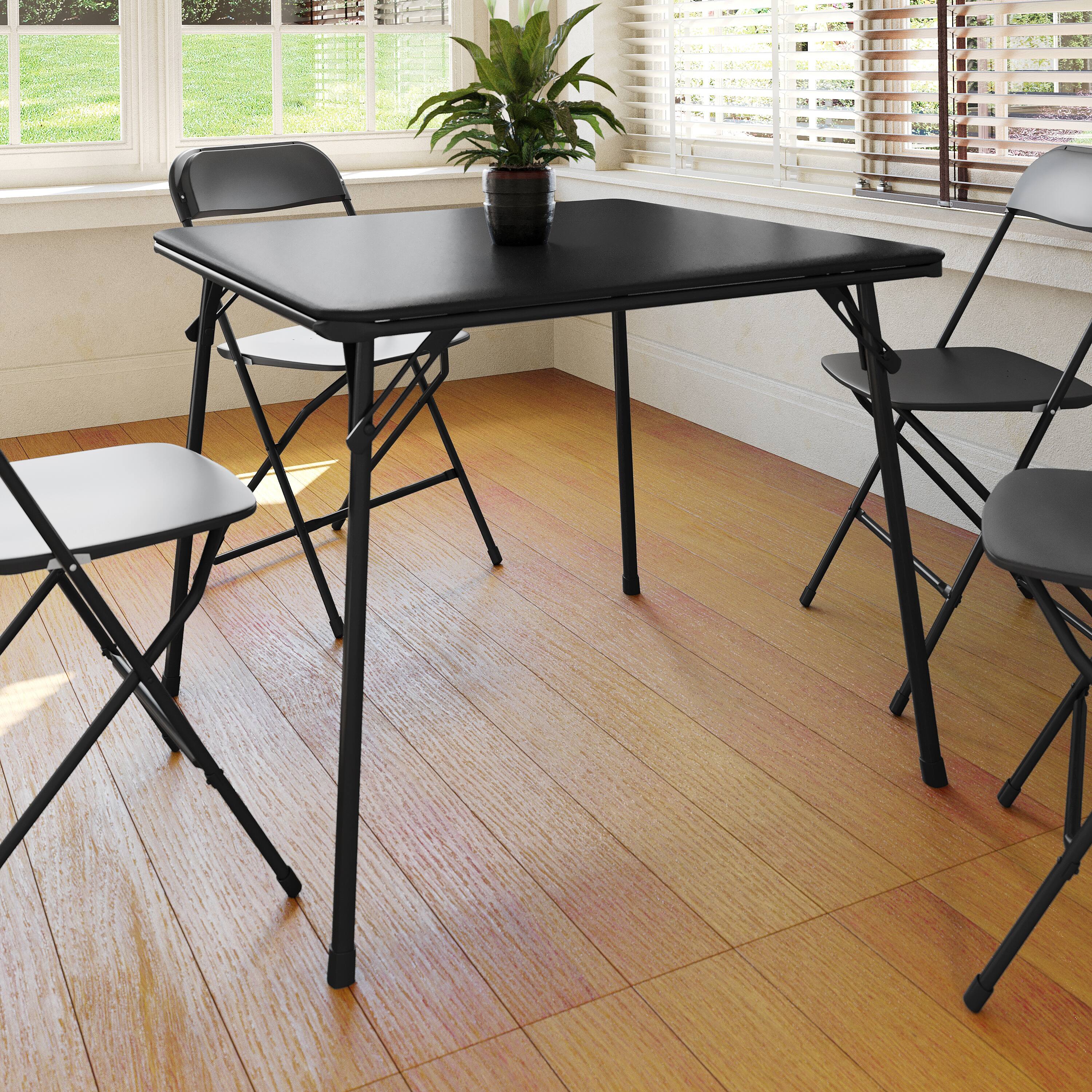 Alt View 2. Emma + Oliver - Foldable Card Table with Vinyl Table Top - Game Table - Portable Table - Black.