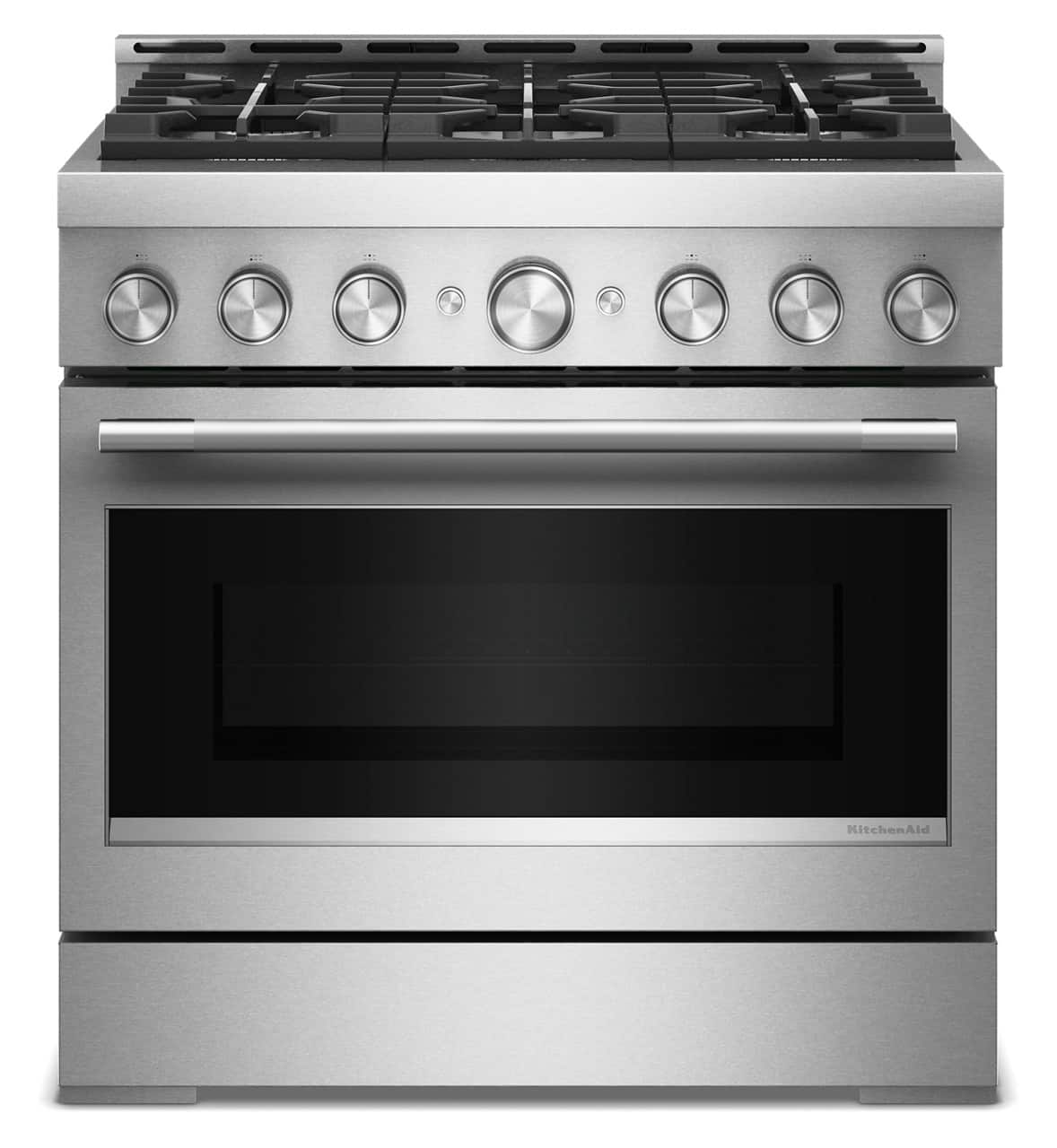 KitchenAid - 5.1 Cu. Ft Commercial Gas Range with No Preheat Air Fry Mode and 6 Burner - Stainless Steel