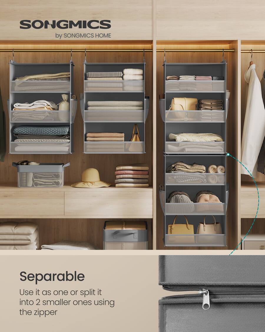 Songmics Home Hanging Closet Organizer, 6 Tier Fabric Storage Shelf ...