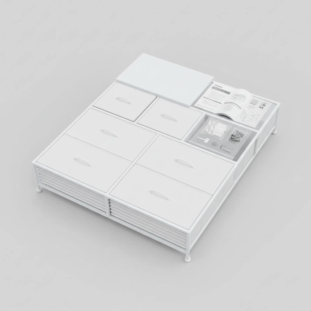 Alt View 1. AOITUN - 7 Drawer Dresser for Bedroom, TV Stand for 45 Inch TV, Fabric Storage Chest with Wood Top, Sturdy Media Console, White - White.