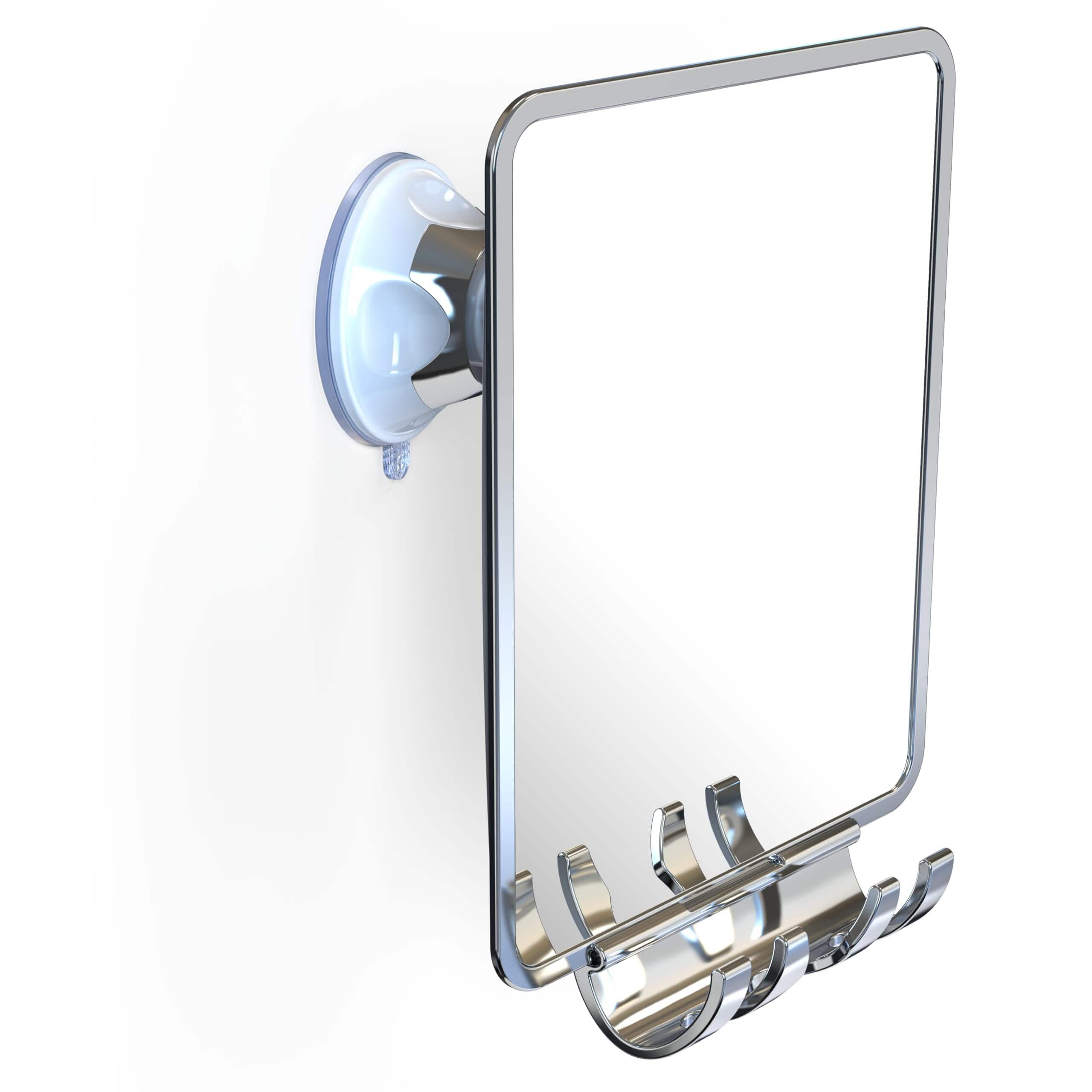 Dazzed Corner - Fogless Shower Mirror with Razor Holder, Suction Cup, Shatterproof - Chrome