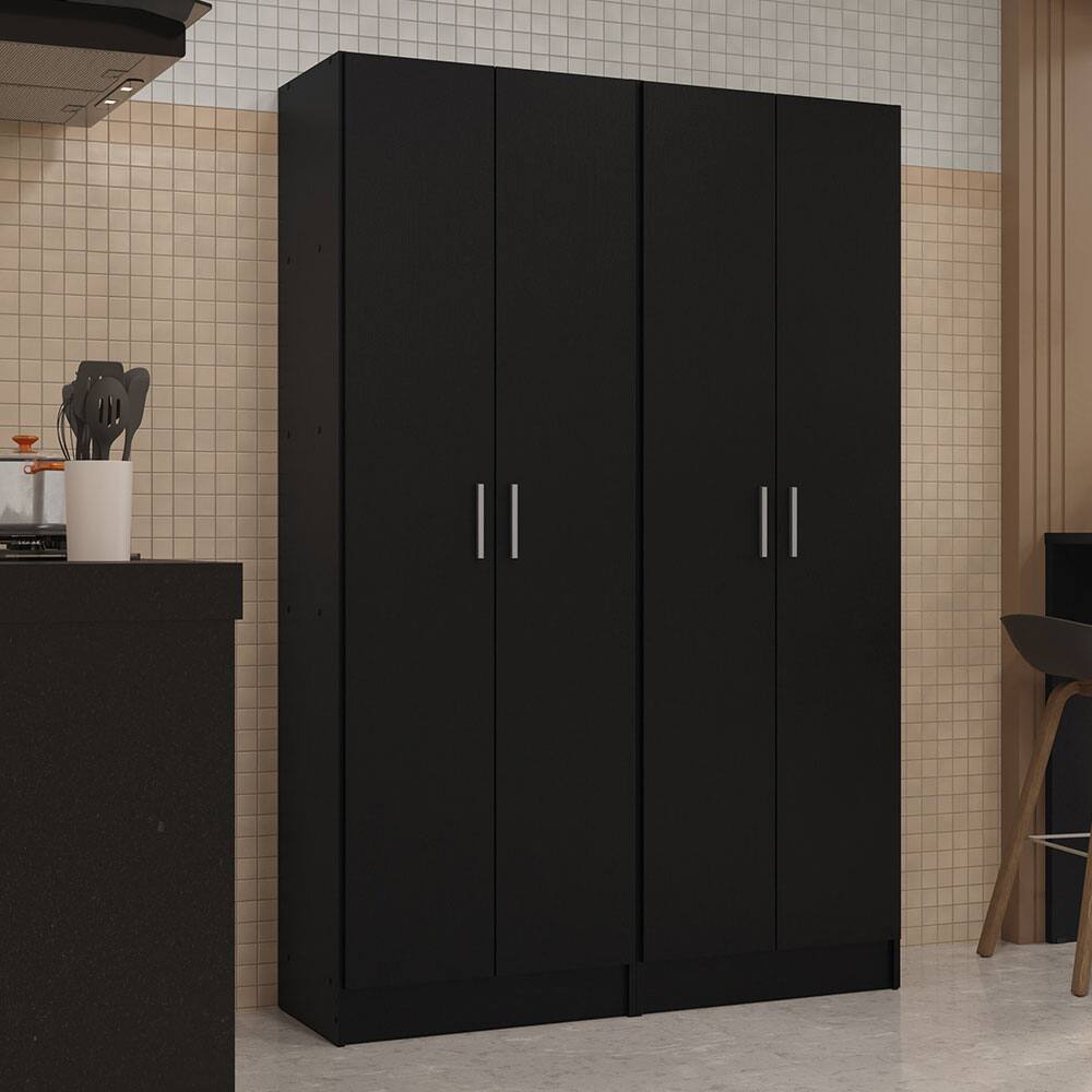 Angle. Madesa - Madesa Kitchen Set 2 Pantry Storage Cabinet with 10 Utility Shelves 47"L Wooden Organization Unit for Kitchen - Black - Black.