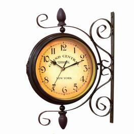 Dazzed Corner - Sided Wall Clock for Outdoor - Bronze