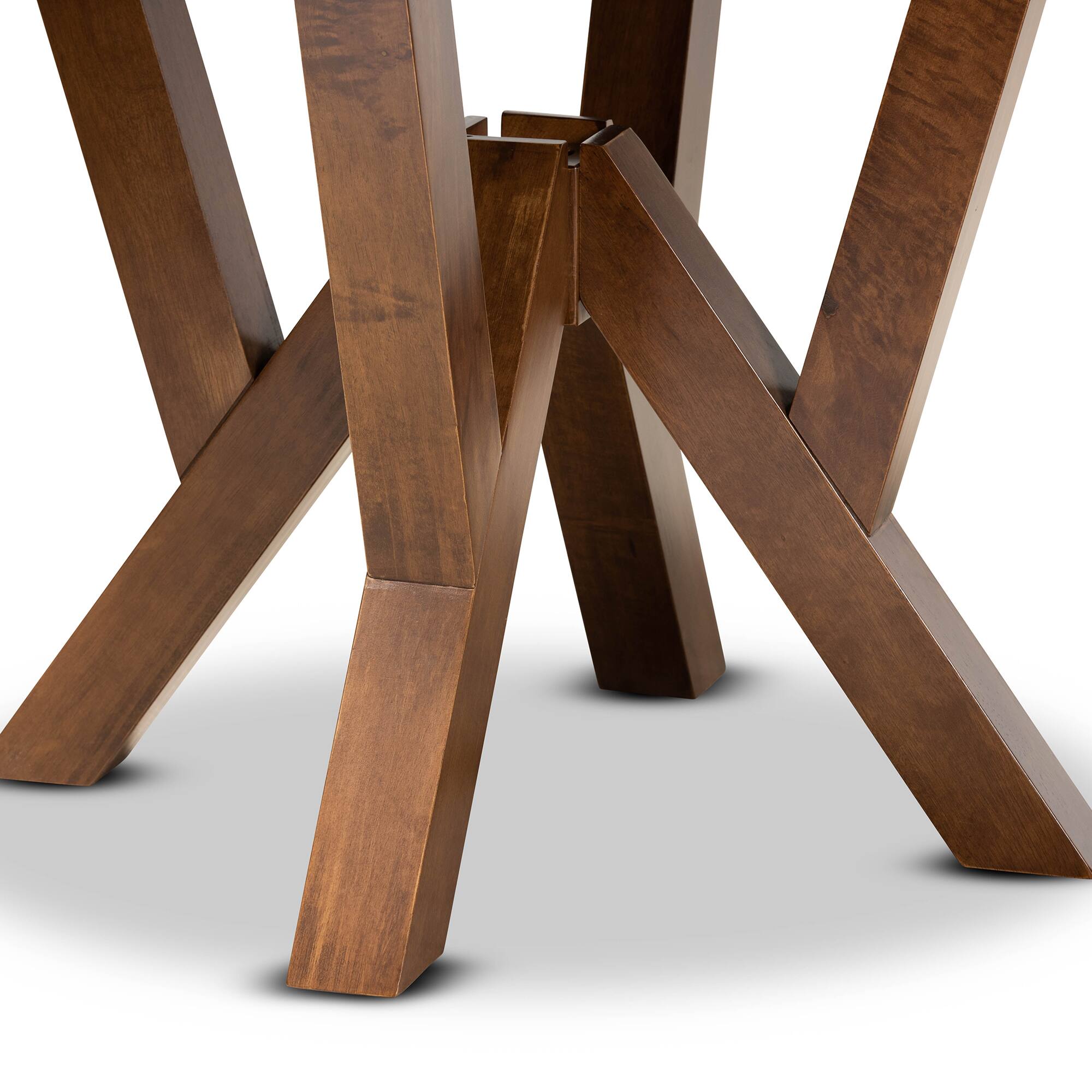 Back. Baxton Studio - Irene Modern and Contemporary Finished 35-Inch-Wide Round Wood Dining Table - Walnut.