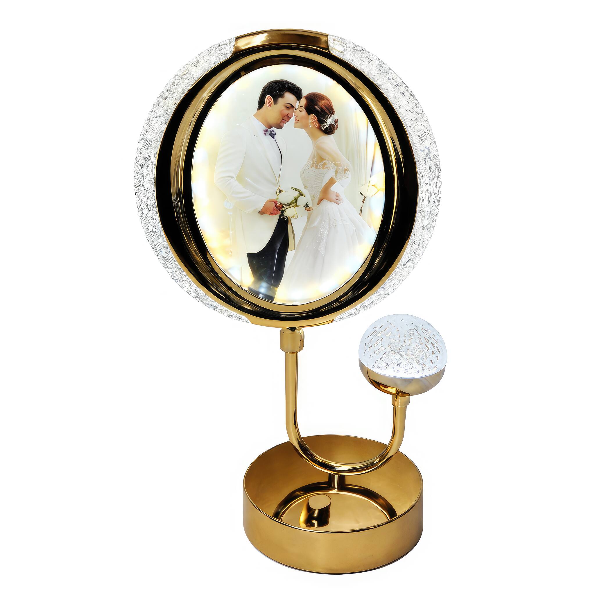 Angle. FC Design - 15"H Oval Photo Frame Touch Lamp, 3-Color Changing LED Decorative Ambient Light Accent.