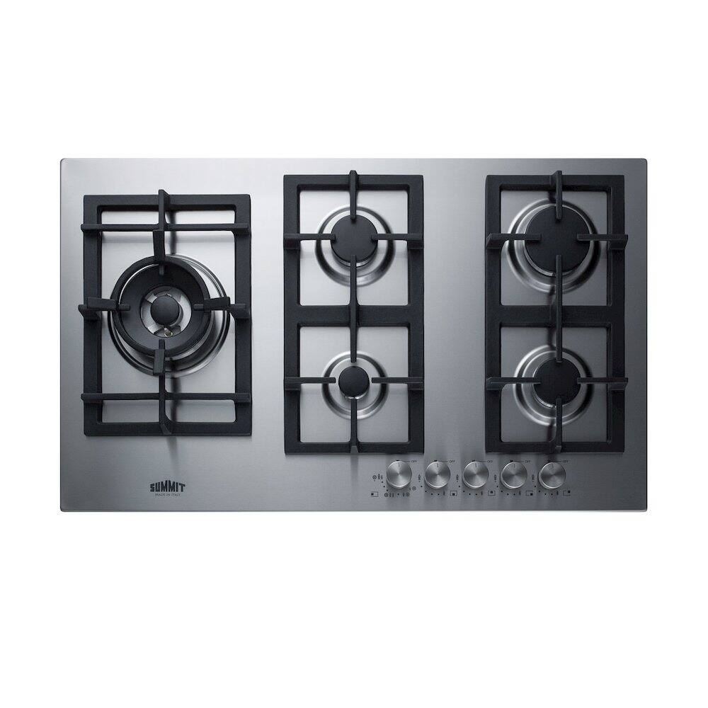 SUMMIT - 34" Wide 5-Burner Propane Gas Cooktop In Stainless Steel - Silver