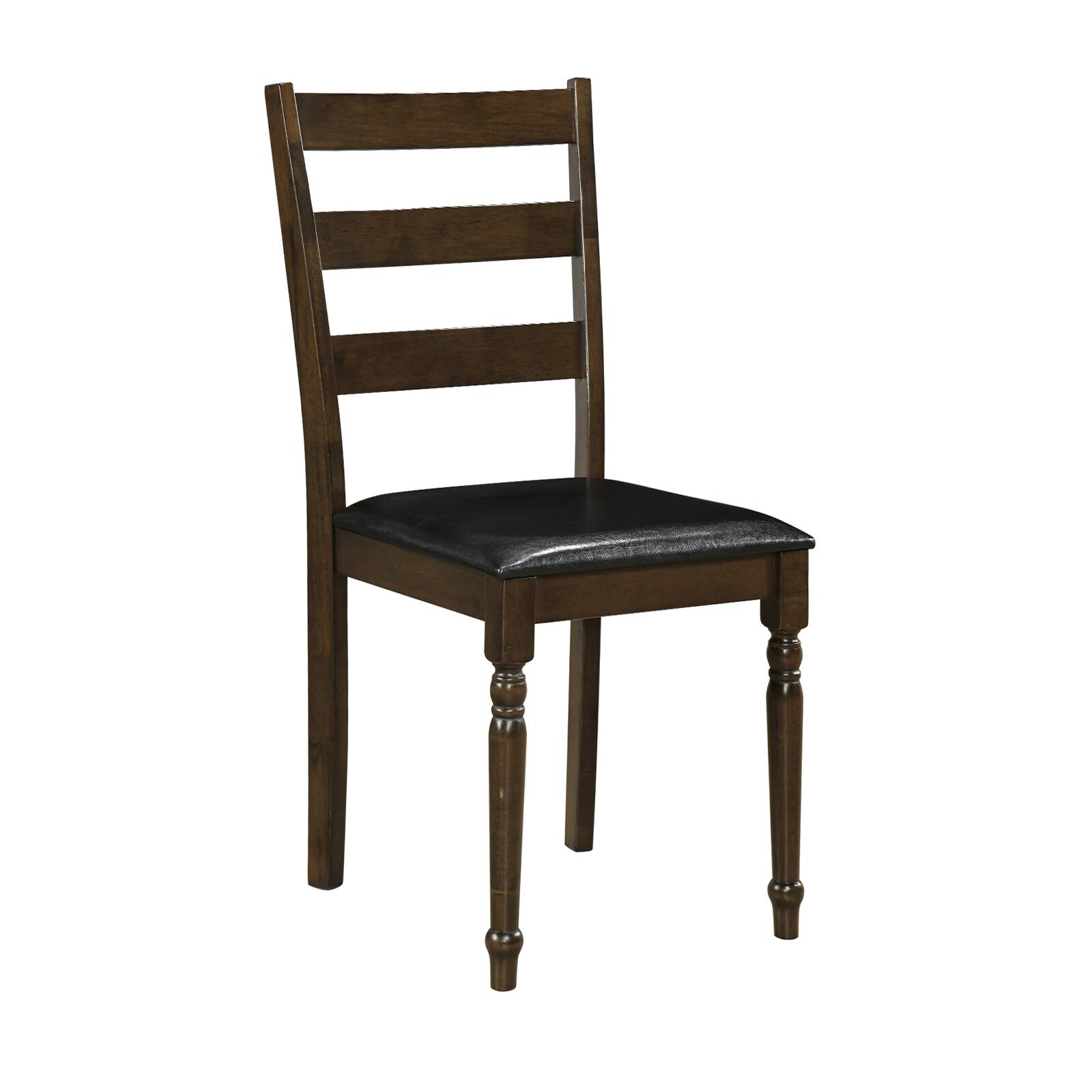 Alt View 7. Gymax - Gymax 2PCS Farmhouse PU Leather Upholstered Dining Chairs w/Ladder Back Padded Seat Brown & Black - Brown.