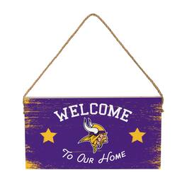 Evergreen Enterprises - Minnesota Vikings 6" x 11" Welcome Home Wood Wall Sign with Rope Hanger - Multicolor