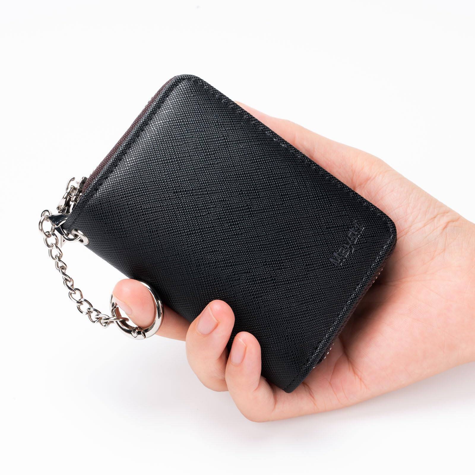 Alt View 1. Jadie Link - Credit Card Holder Zipper Wallet Women Small Accordion Cases Keychain Business Black Unique Design credit card holders - Black.